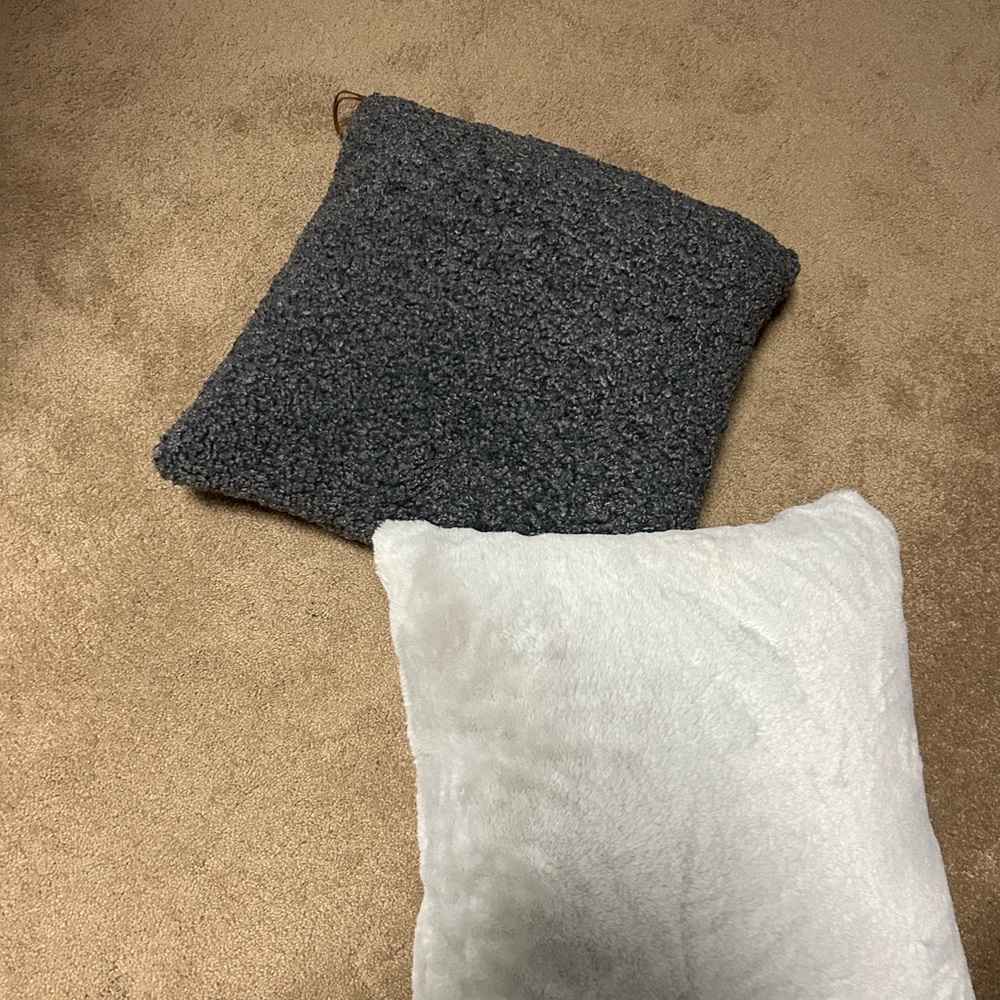 Charcoal Gray and silver gray Textured Throw Pillows